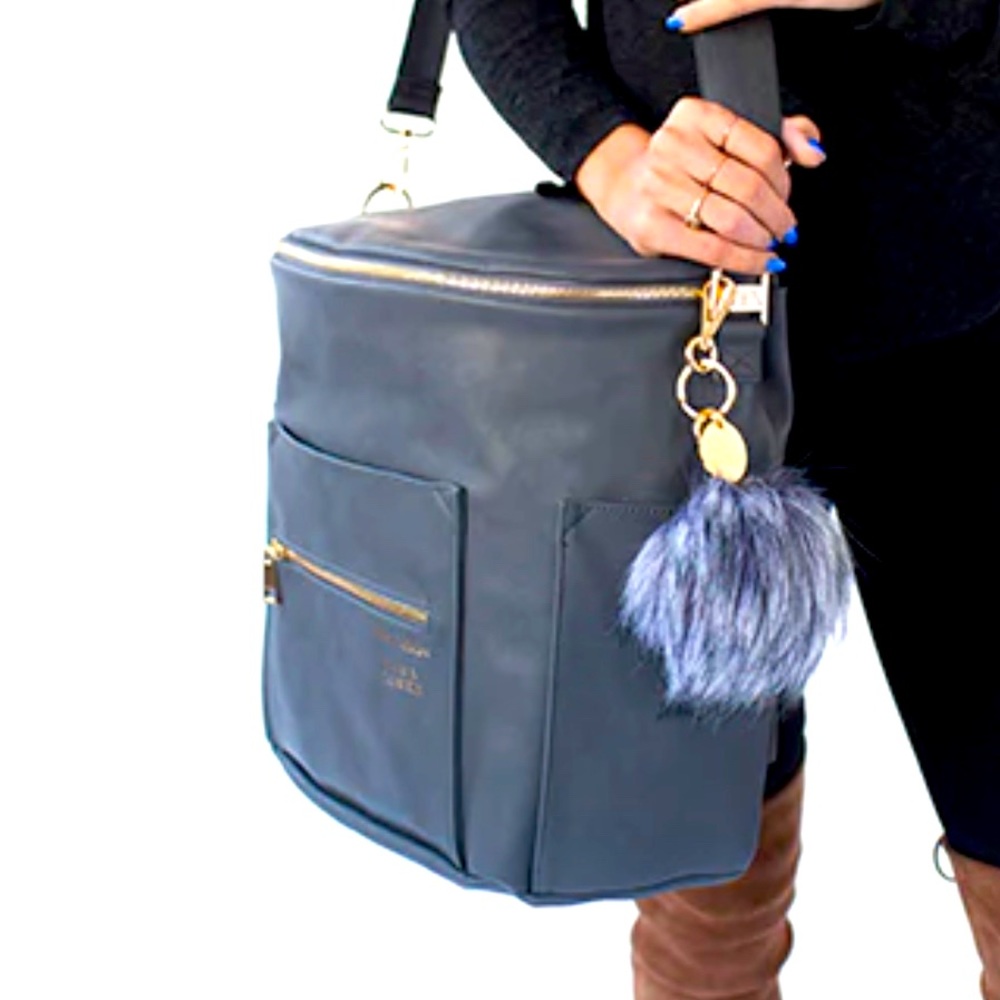 Fawn Design + Cora Loren diaper bag w/ clutch & changing pad in matte charcoal